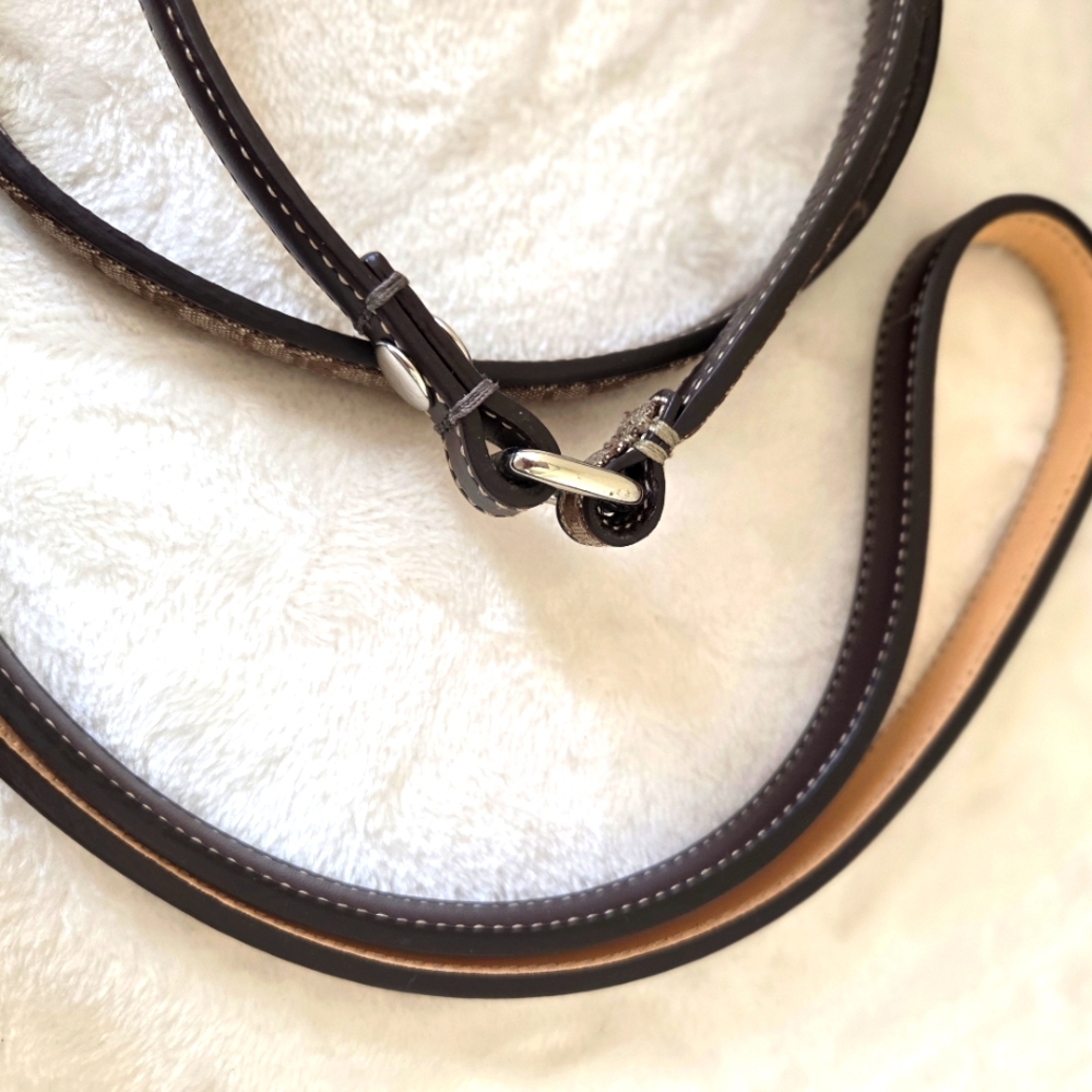 COACH Signature Miniature Logo Brown & Tan Genuine Leather Dog Leash EUC - Picture 7 of 15